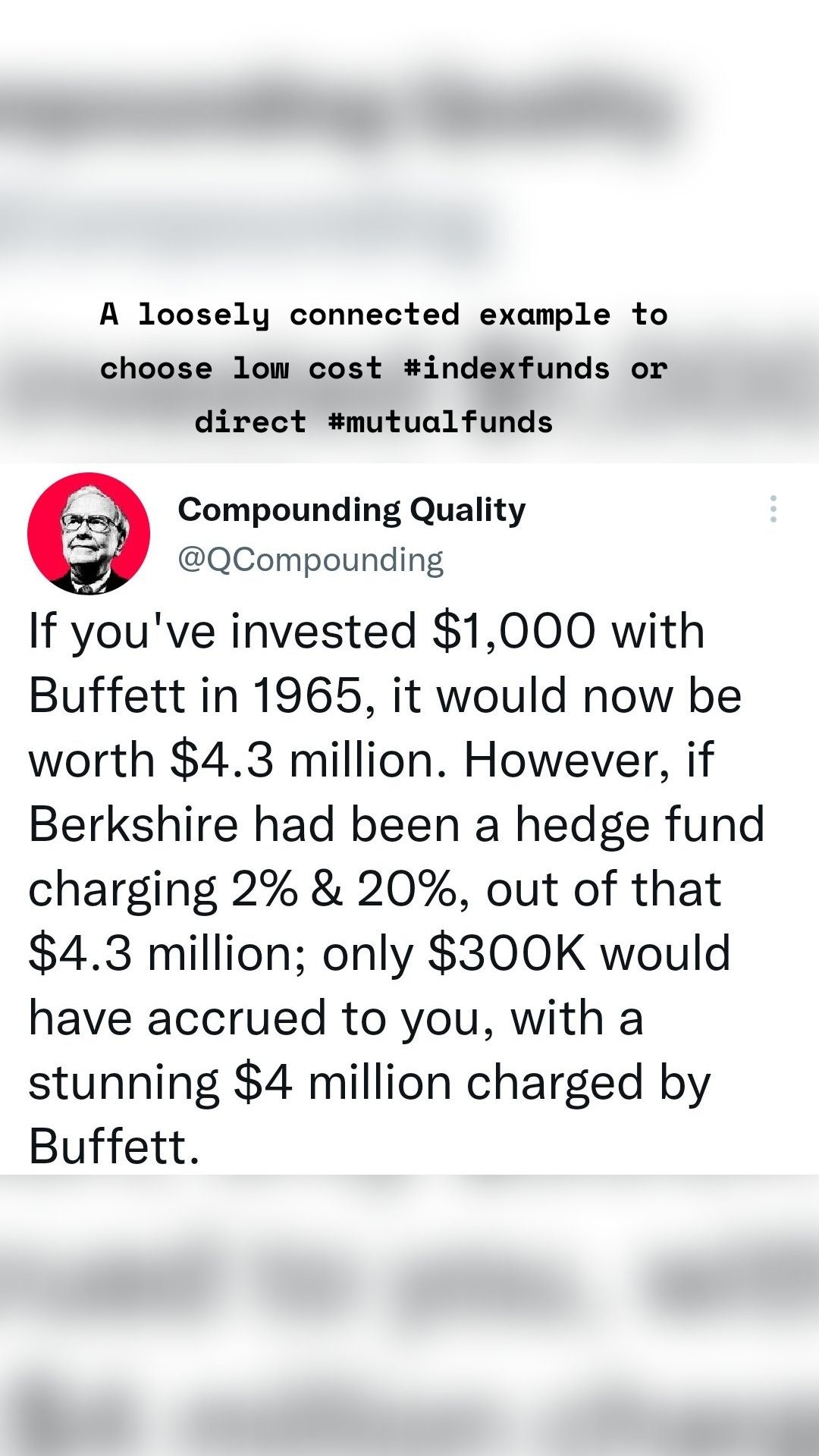 A loosely connected example to choose low cost #indexfunds or direct #mutualfunds 